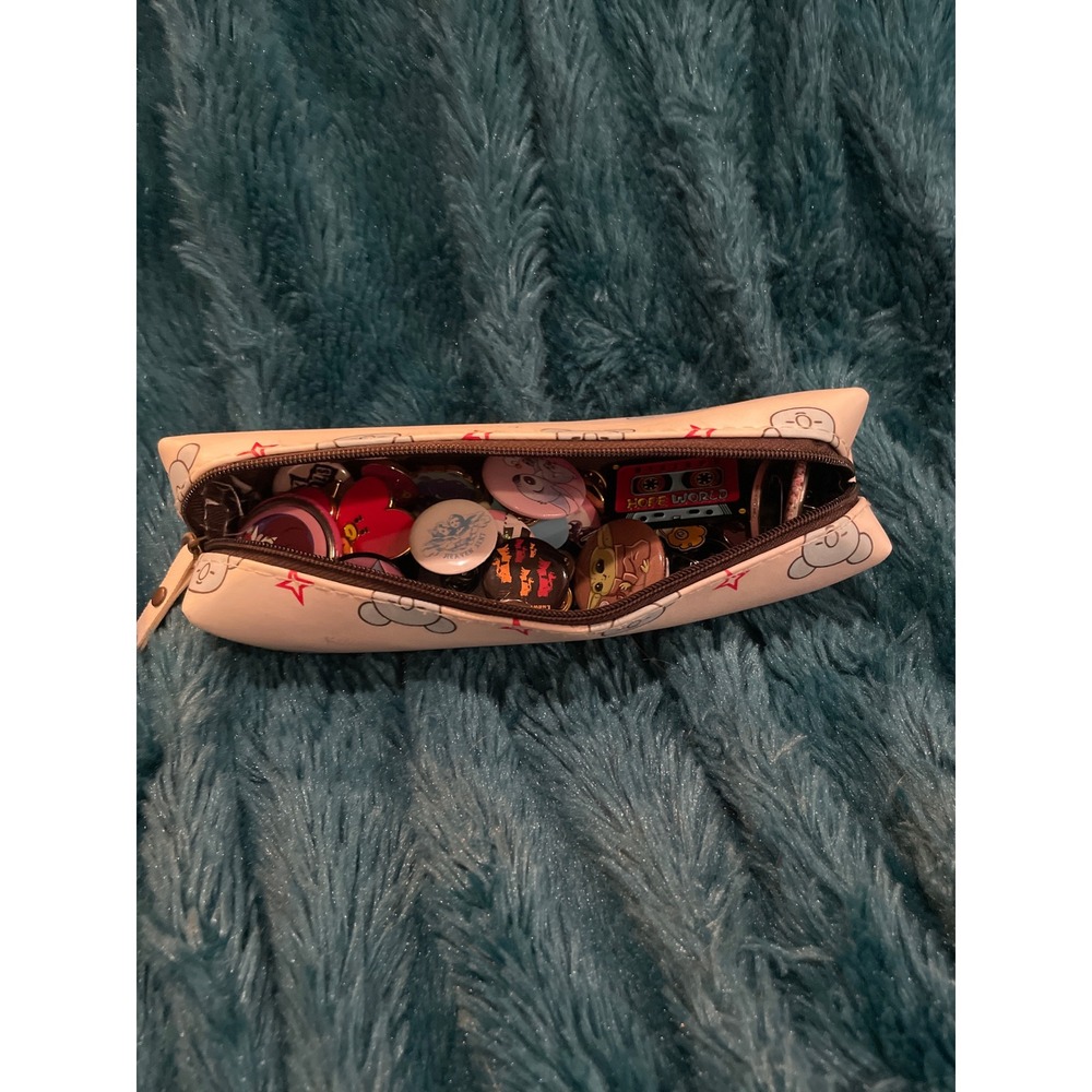 BT21 Koya Pencil Case with Enamel Pin Button Collection BTS Hope World Grogu